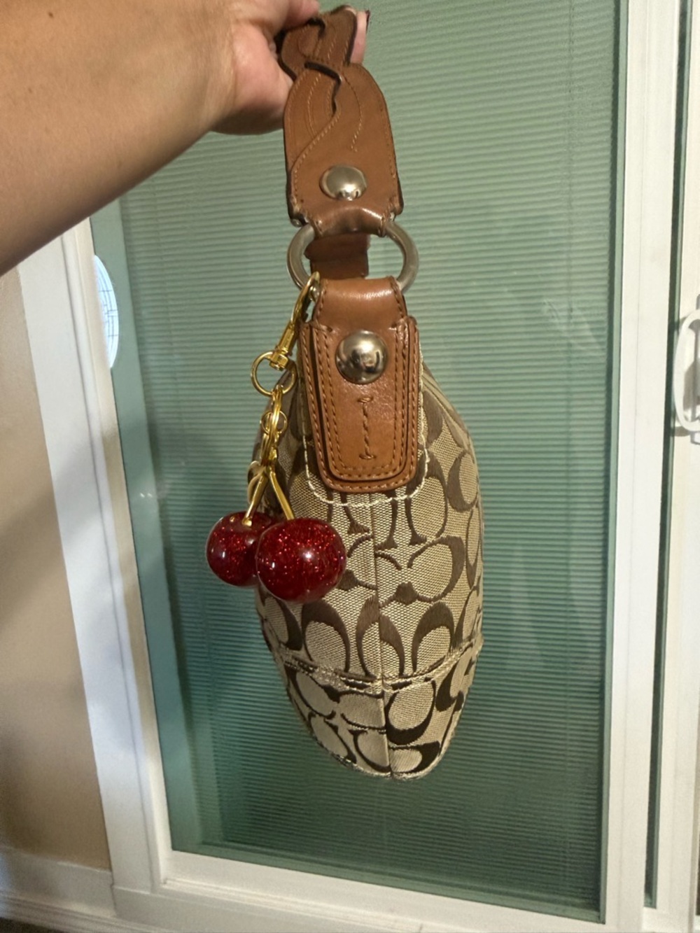 Coach Signature Canvas Hobo Bag in Khaki/Chestnut - Picture 4 of 9